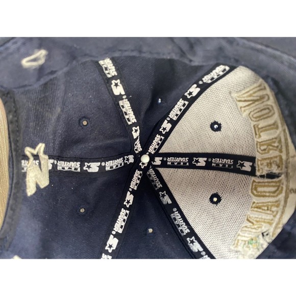 VINTAGE Notre Dame Fighting Irish Hat Cap Snap Back Blue Starter Football Mens - Picture 9 of 10